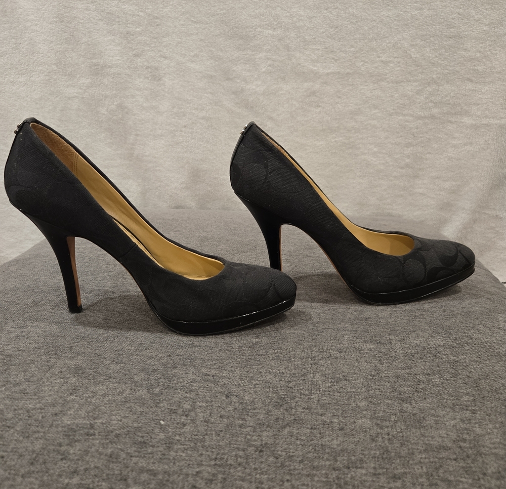 Coach Black Signature Logo Stiletto Pumps